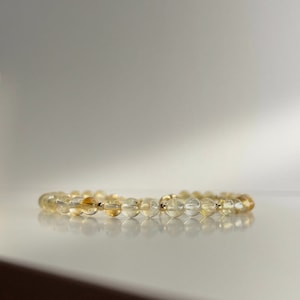 Citrine bracelet COSMIC with natural round beads, 18k gold plating or silver, 14-17 cm long, handmade