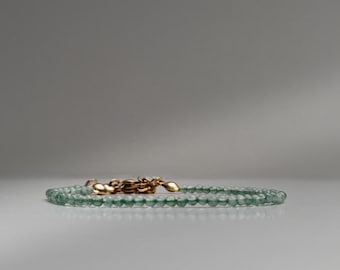 Bracciale in avventurina ANNIE - con perle naturali, placcato oro 18k, acciaio inossidabile ipoallergenico e antiruggine, braccialetto delicato, fatto a mano