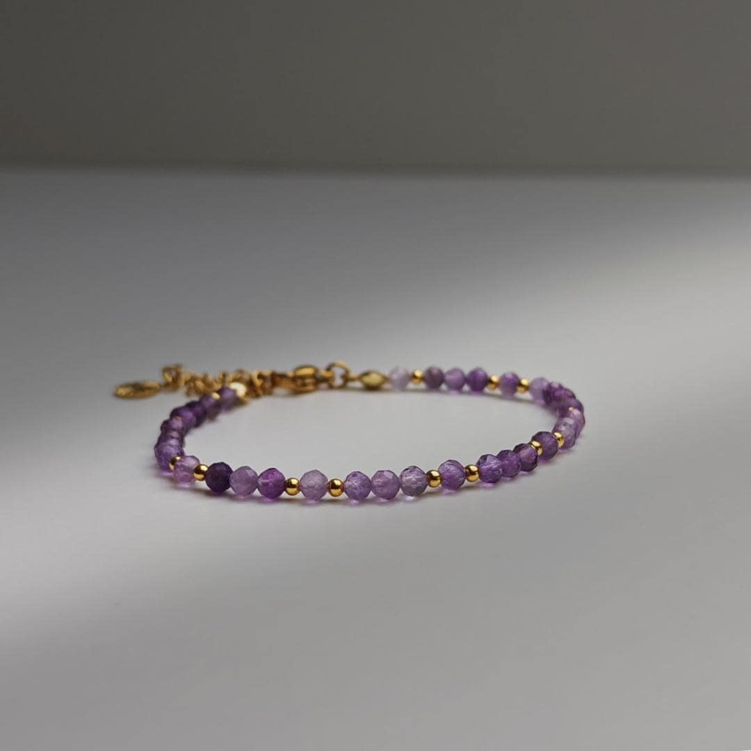 Amethyst 14k Gold Filled Bracelet ETHEREAL - Natural Amethyst, .925 Sterling Silver, 14k Rose Gold Filled, Gemstone Bracelet, Birthstone