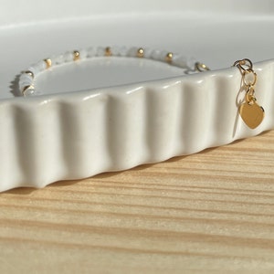 ROYAL moonstone bracelet with faceted beads, 18k gold plated spacer beads, 17-20 cm long, handmade image 5