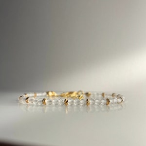 Rock crystal bracelet ROYAL with faceted beads, 18k gold plated spacer beads, 14-17 cm long, handmade