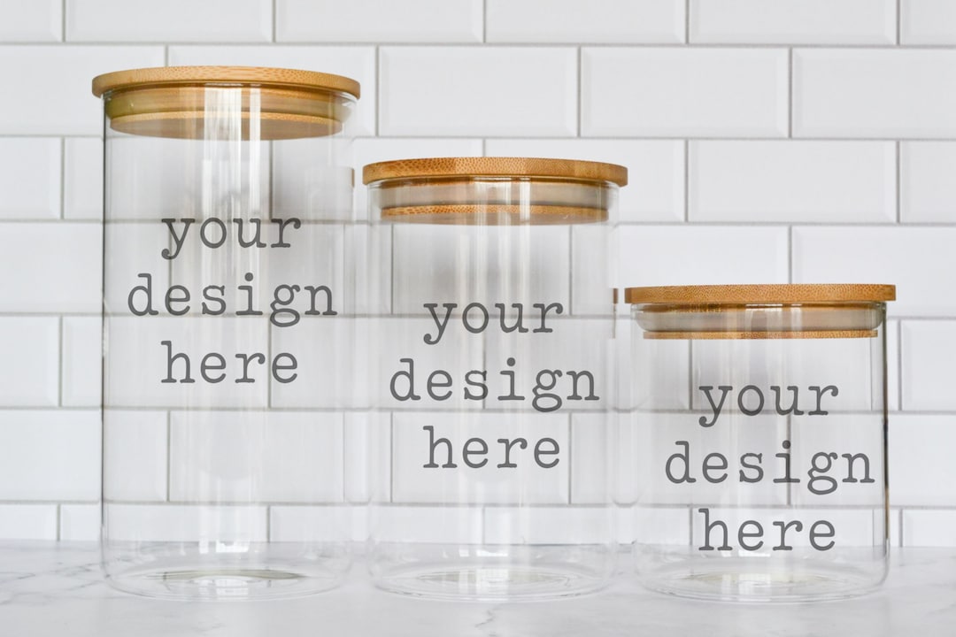 Glass Canister Label Mockup Add Labels Mockup Kitchen Label Mockup