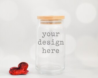 Valentine's Day Glass Beer Can Mockup | Glass Beer Can Style Mockup | Valentine's Day Mockup | Stock Photo | Add SVG Sublimation Clipart