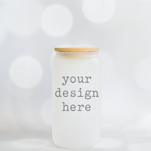 Frosted Glass Beer Can Style Mockup | Glass Cup Mockup | Glass Can Coffee Libbey Mockup | Stock Photo | Add Your Design Add Sublimation SVG