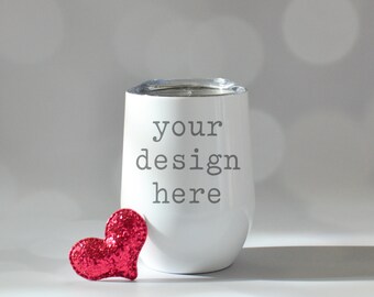 Wine Tumbler Mockup | Valentine Mockup | Farmhouse Mockup | Stock Photo | Add Your SVG Sublimation Design Mockup | Valentine's Wine Tumbler