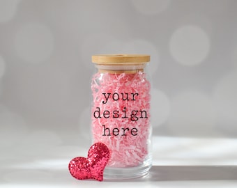 Valentine's Day Glass Beer Can Mockup | Glass Beer Can Style Mockup | Valentine's Day Mockup | Stock Photo | Add SVG Sublimation Clipart