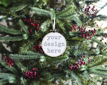 Borduurwerk Hoop Mockup | Kerst Ornament Mockup | Vakantie Mockup | Stockfoto | Voeg uw SVG-sublimatie Clipart Design Mockup toe