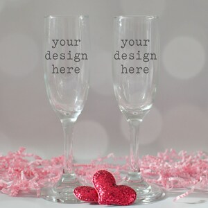Champagne Flutes Mockup | Valentine&#39;s Day Digital Mockup | Valentine Champagne Flutes Mockup | Bridal Mockup | Add Design SVG Sublimation
