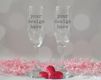 Champagne Flutes Mockup | Valentine's Day Digital Mockup | Valentine Champagne Flutes Mockup | Bridal Mockup | Add Design SVG Sublimation