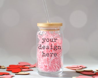 Valentine's Day Glass Beer Can Mockup | Glass Beer Can Style Mockup | Valentine's Day Mockup | Stock Photo | Add SVG Sublimation Clipart