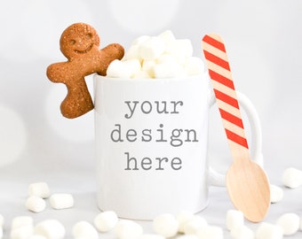 Kerst koffie cup mockup | Sublimatie Blank 11 Oz Koffie Mok Mockup | Kerst sublimatie Mockup toevoegen | Holiday SVG Clipart Mockup toevoegen