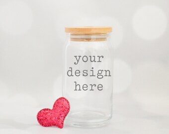 Valentine's Day Glass Beer Can Mockup | Glass Beer Can Style Mockup | Valentine's Day Mockup | Stock Photo | Add SVG Sublimation Clipart