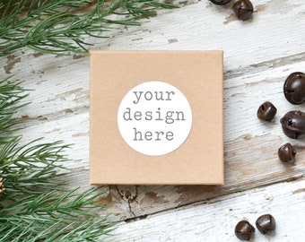 Gift Tag Sticker Mockup | Kerstvakantie Cadeau Sticker Mockup | Ronde Sticker Mockup | Sticker Sublimatie | Voeg SVG Sticker Digitaal bestand toe