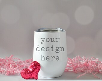 Wine Tumbler Mockup | Valentine Mockup | Farmhouse Mockup | Stock Photo | Add Your SVG Sublimation Design Mockup | Valentine's Wine Tumbler