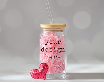 Valentine's Day Glass Beer Can Mockup | Glass Beer Can Style Mockup | Valentine's Day Mockup | Stock Photo | Add SVG Sublimation Clipart