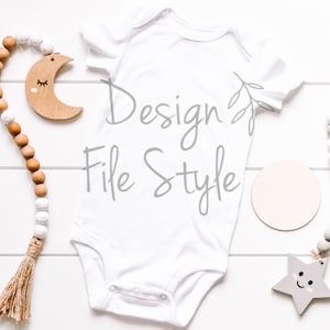 Baby Onesie Bodysuit Mockup | White Onesie Milestone Mockup | Baby Mockup Stock Photography | Onesie Flat Lay | SVG Sublimation JPG MockUp