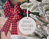 Christmas Ornament Mockup | Round Ceramic Sublimation Blank 3.25" Ornament Mockup | Add Your Design | Add Christmas SVG Clipart Sublimation