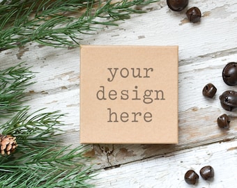 Jewelry Box Mockup | Christmas Holiday Gift Box Mockup | Add Gift Tag Mockup | Gift Box Mockup | Add Your Design SVG Sticker Digital File
