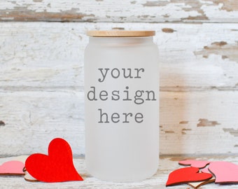 Valentine's Day Glass Beer Can Mockup | Glass Beer Can Style Mockup | Valentine's Day Mockup | Stock Photo | Add SVG Sublimation Clipart