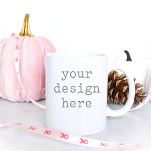 Breast Cancer Awareness Coffee Mug Mockup | Coffee Cup Mug Digital Mockup | Stock Photo | Add Your Design Clipart SVG Sublimation Mockup