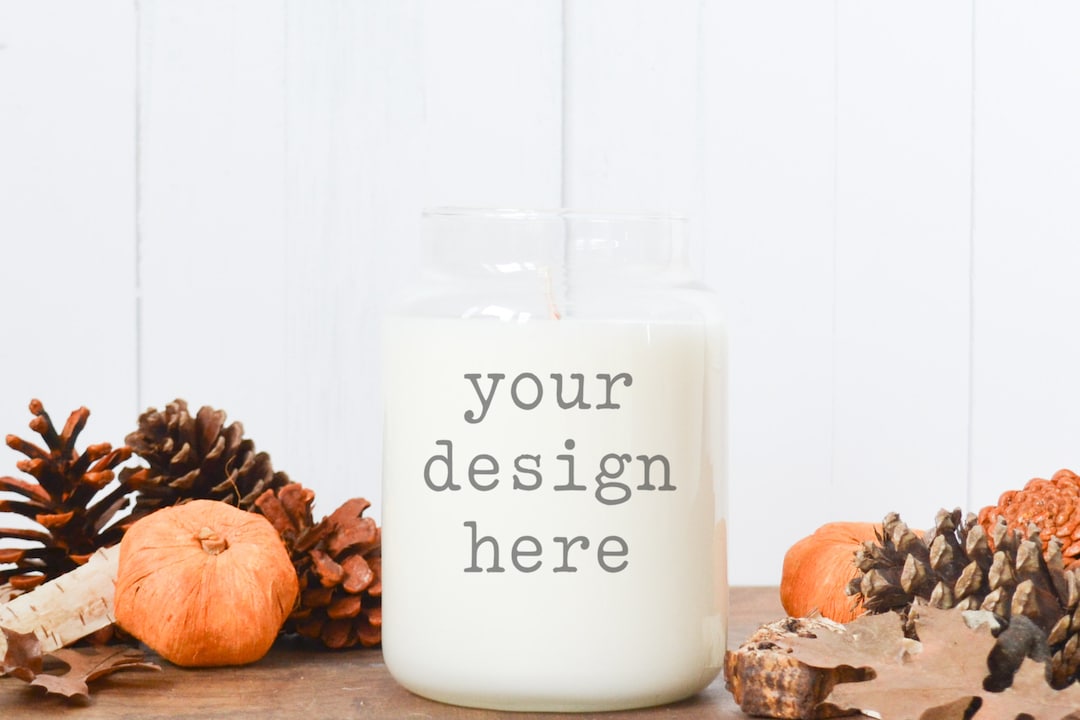 Jar Candle Autumn Mockup Fall Candle Jar Mockup Flat Lay Etsy