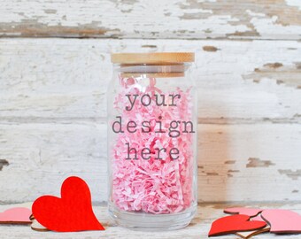 Valentine's Day Glass Beer Can Mockup | Glass Beer Can Style Mockup | Valentine's Day Mockup | Stock Photo | Add SVG Sublimation Clipart