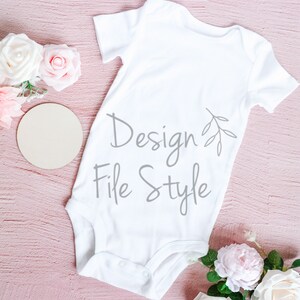 Baby Onesie Bodysuit Mockup | White Onesie Milestone Mockup | Baby Mockup Stock Photography | Onesie Flat Lay | SVG Sublimation JPG MockUp