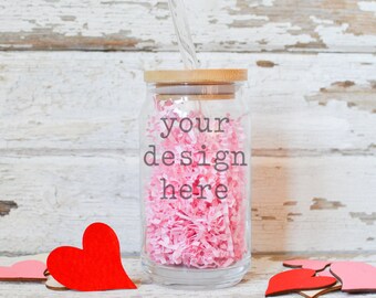Valentine's Day Glass Beer Can Mockup | Glass Beer Can Style Mockup | Valentine's Day Mockup | Stock Photo | Add SVG Sublimation Clipart