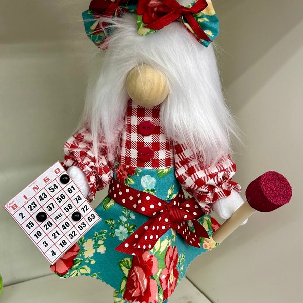 Adorable Bingo Girl  Style standing Gnome in Pioneer Woman fabrics   Doll * Home Decor Gift Funny Tennis Shoes