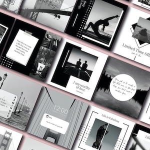 Black & white Instagram Canva Templates | Social Media | Template | Editable
