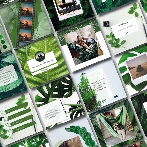 Nature Themed Instagram Canva Templates | Social Media | Green | Leaf