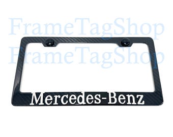 1x MercedesBenz 3D Emblem Badge Real 3K TwillWeave Real Carbon Fiber License Plate Frame