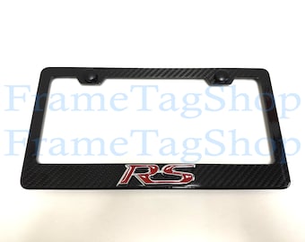 1x RS Rally Sport 3D Emblem Badge Real 3K TwillWeave Real Carbon Fiber License Plate Frame Camaro Blazer Malibu Trailblazer Traverse