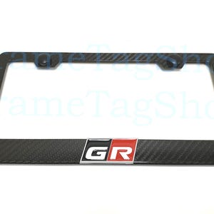 1x GR Gazoo Racing 3D Emblem Badge Real 3K TwillWeave Real Carbon Fiber License Plate Frame JDM Supra 86 Yaris Corolla