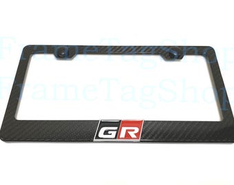 1x GR Gazoo Racing 3D Emblem Badge Real 3K TwillWeave Real Carbon Fiber License Plate Frame JDM Supra 86 Yaris Corolla