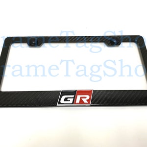 1x GR Gazoo Racing 3D Emblem Badge Real 3K TwillWeave Real Carbon Fiber License Plate Frame JDM Supra 86 Yaris Corolla