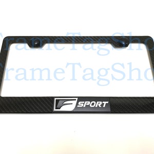 1x F Sport 3D Emblem Badge Real 3K TwillWeave Real Carbon Fiber License Plate Frame