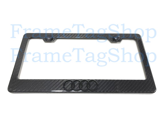 2X 3D Audi S Line Emblem Black Stainless Steel License Plate Frame W/Caps 