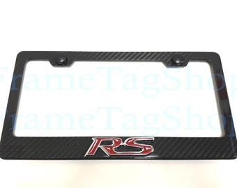 1x RS Rally Sport 3D Emblem Badge Real 3K TwillWeave Real Carbon Fiber License Plate Frame Camaro Blazer Malibu Trailblazer Traverse