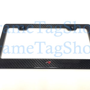 1x McLaren Logo 3D Emblem Badge Real 3K TwillWeave Real Carbon Fiber License Plate Frame
