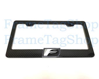 1x Black F 3D Emblem Badge Real 3K TwillWeave Real Carbon Fiber License Plate Frame For F sport