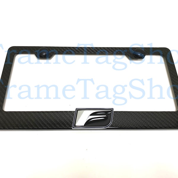 1x Black F 3D Emblem Badge Real 3K TwillWeave Real Carbon Fiber License Plate Frame For F sport