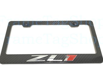 1x ZL1 3D Emblem Badge Real 3K TwillWeave Real Carbon Fiber License Plate Frame For Camaro