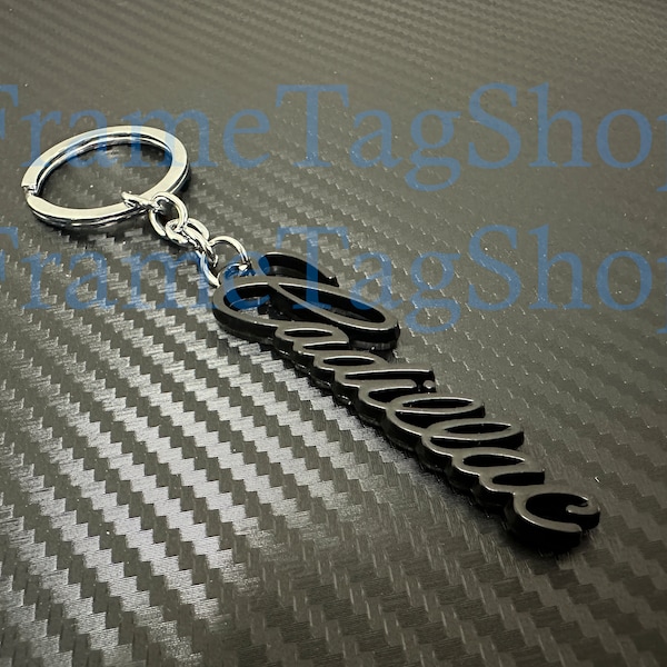 3D design Metal Black Cadillac Emblem Car Badge Logo Keychain Keyring Key Chain