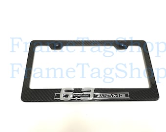 1x 6.3AMG 3D Emblem Badge Real 3K TwillWeave Real Carbon Fiber License Plate Frame
