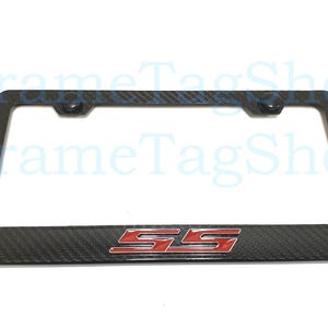 1x SS Super Sport 3D Emblem Badge Real 3K TwillWeave Real Carbon Fiber License Plate Frame Camaro Cobalt Impala Malibu Monte Carlo