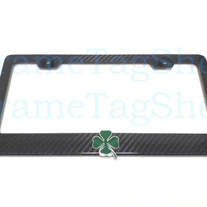 1x Quadrifoglio Logo QV 3D Emblem Badge Real 3K TwillWeave Real Carbon Fiber License Plate Frame Alfa Romeo Giulia Stelvio Four Leaf Clover