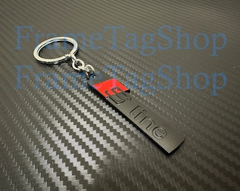 Emblema metálico 3D S Line para coche, llavero con logotipo, llavero Sportline S line Trim (ribete negro)