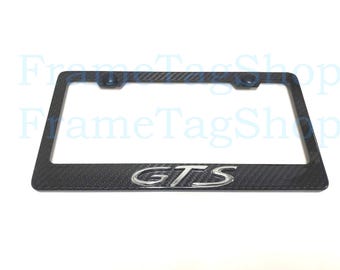 1x GTS 3D Emblem Badge Real 3K TwillWeave Real Carbon Fiber License Plate Frame Holder