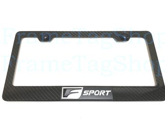 1x F Sport 3D Emblem Badge Real 3K TwillWeave Real Carbon Fiber License Plate Frame